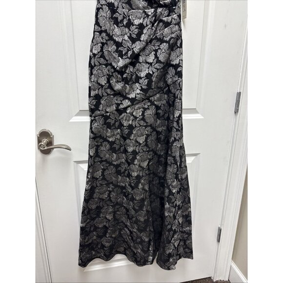 Eliza J Womens Size 2 Black One-Shoulder Jacquard Formal Gown Cocktail Dress NWT - Picture 4 of 9